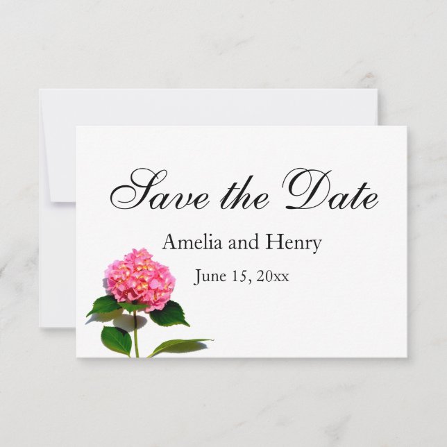 Save The Date Hydrangée rose rose fleur rose (Devant)