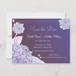 Save The Date Hydrangée violette Mariage floral Enregistrer la d
