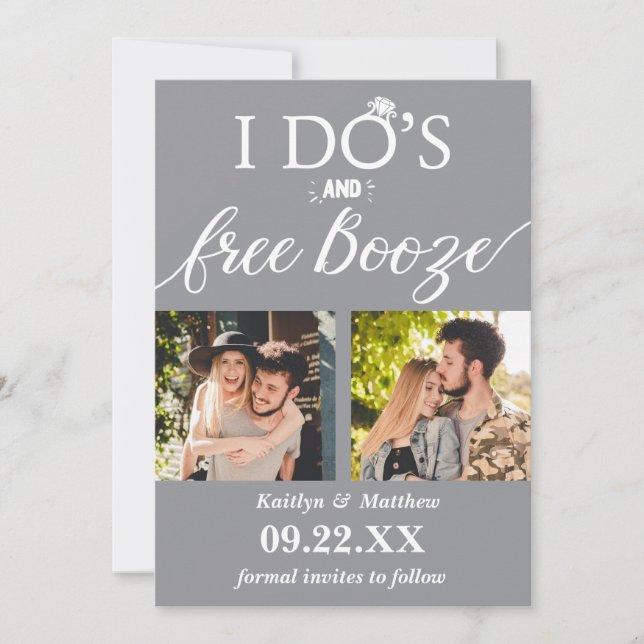 Save The Date I Do's & Free Booze Modern Wedding Enregistrer la  (Devant)