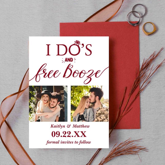 Save The Date I Do's & Free Booze Modern Wedding Enregistrer la  (Créateur téléchargé)