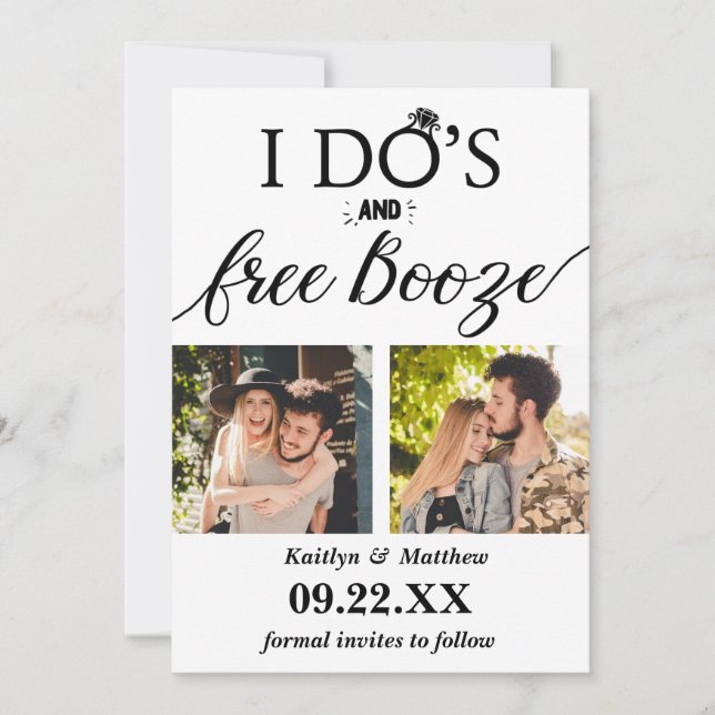 Save The Date I Do's & Free Booze Modern Wedding Enregistrer la  (Devant)