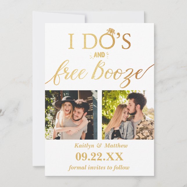 Save The Date I Do's & Free Booze Modern Wedding Enregistrer la  (Devant)