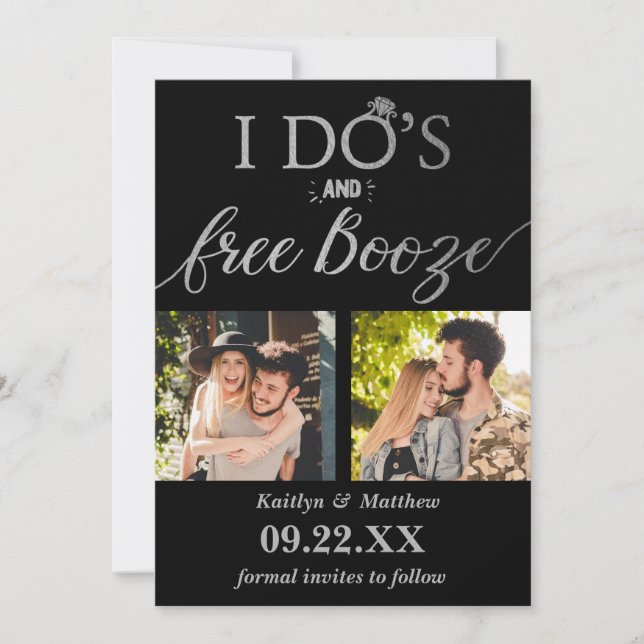 Save The Date I Do's & Free Booze Modern Wedding Enregistrer la  (Devant)