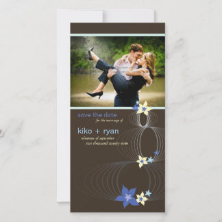 Save The Date Ikebana Frangipani Mariage de fleurs tropicales bl