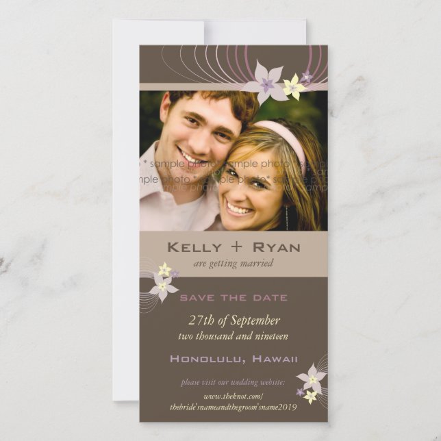 Save The Date Ikebana Frangipani Mariage de fleurs tropicales vi (Devant)