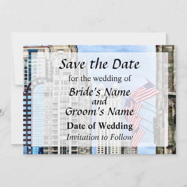 Save The Date IL - Drapeaux le long de Michigan Avenue Chicago (Devant)