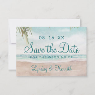 Save The Date Île Breeze Plage Peinte Scène Océan Tropical