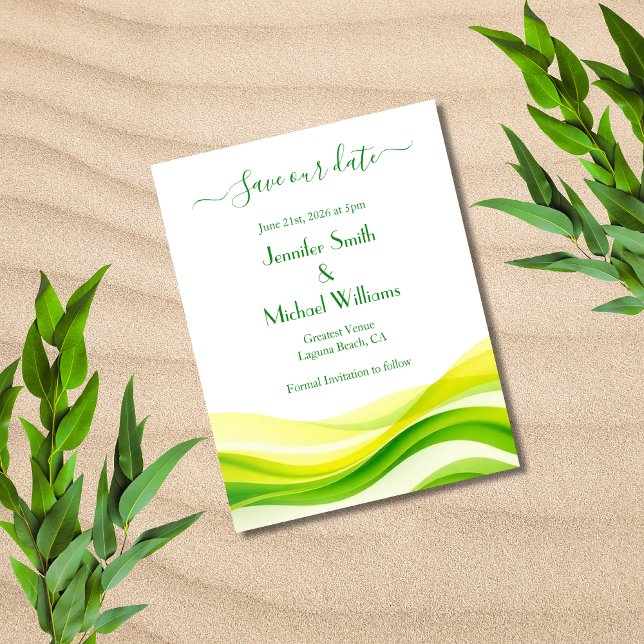 Save The Date Île Citron Vert (Island Citrus Green and Yellow Save The Date )