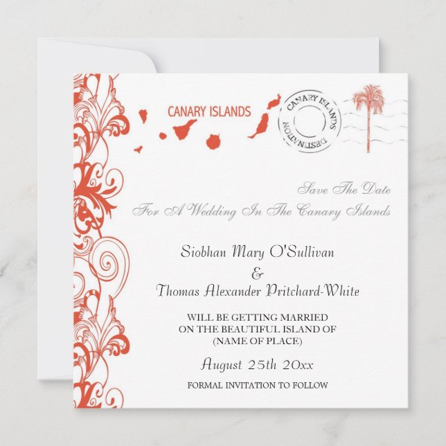 Save The Date Îles Canaries Sauvegarder La Date (Devant)