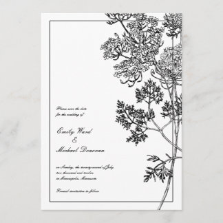 Save The Date Illustration botanique en noir blanc Enregistrer l