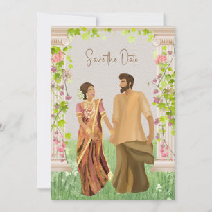 Save The Date Illustration De Couple Mariage Tamoul Enregistrer