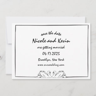 Save The Date Illustration de cygne manuscrite simple et intempo