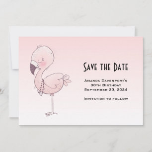 Save The Date Illustration de Flamant rose rose mou