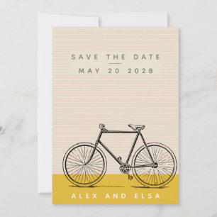 Save The Date Illustration de vélo élégant Blush et Jaune Nom