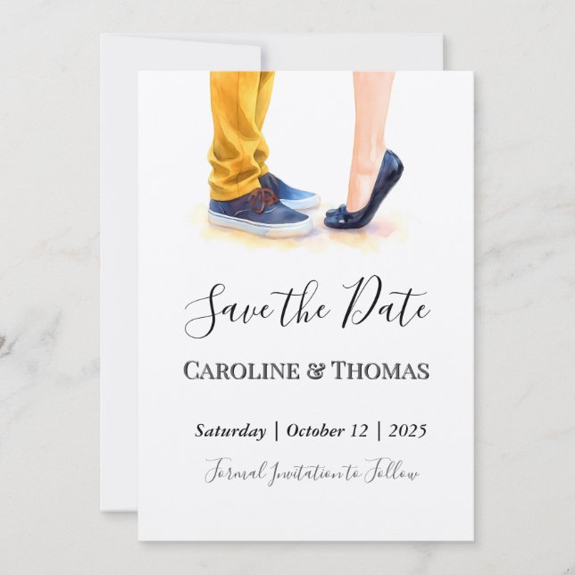 Save The Date Illustration décontracté Mariage moderne de script (Devant)