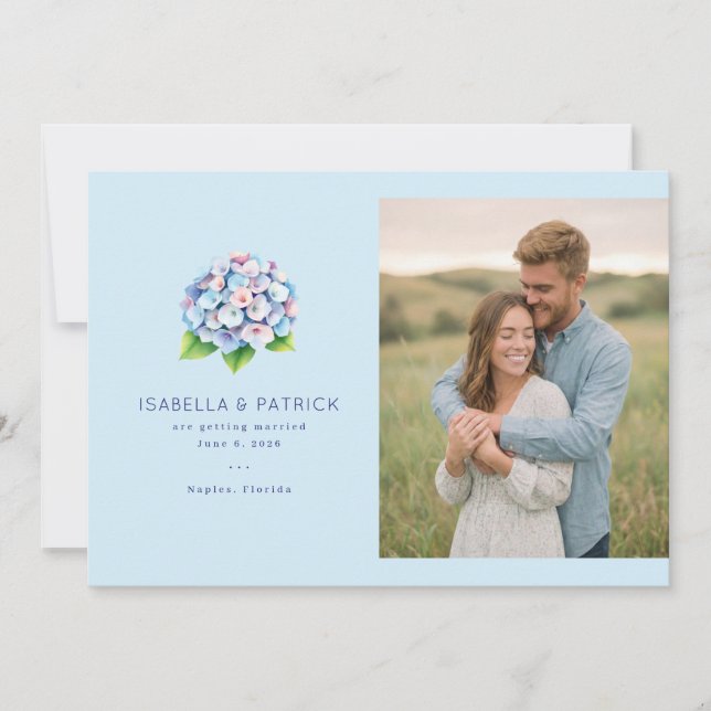 Save The Date Illustration florale bleue joyeuse (Devant)