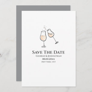 Save The Date Illustration minimaliste de verres de champagne si
