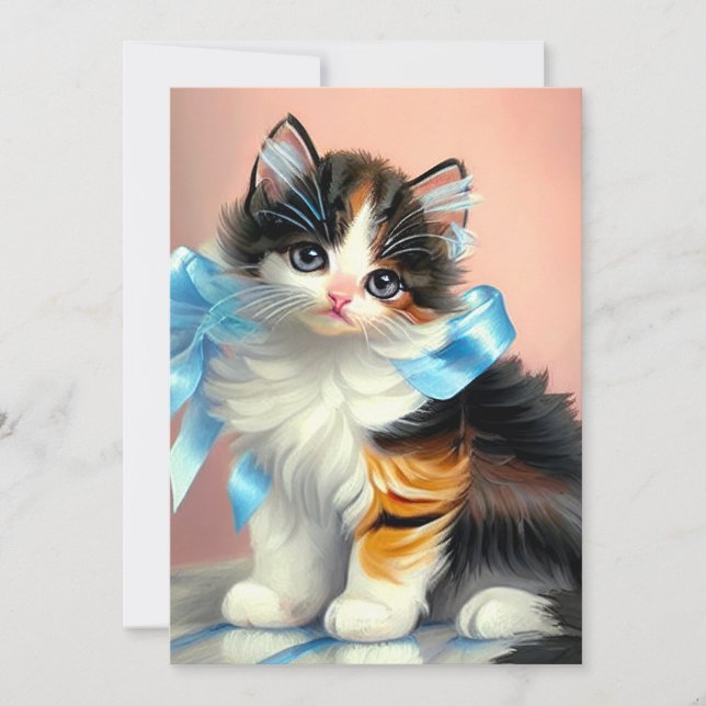 Save The Date Illustration vintage Calico Kitten (Devant)