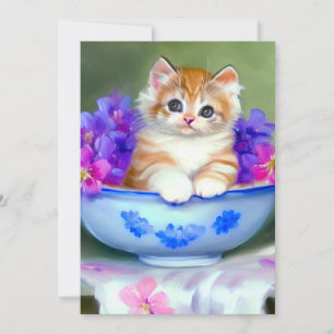 Save The Date Illustration vintage de chaton orange et blanc