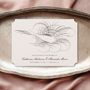 Save The Date Illustration Vintage Oiseau Calligraphie Mariage