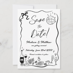 Save The Date Illustrations Dessinées à la Main Gribouillages Ma