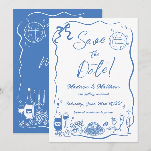 Save The Date Illustrations dessinées à la main Gribouillis Dood (Devant / Derrière)