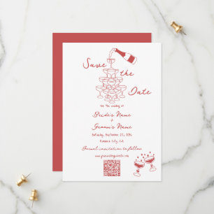 Save The Date Illustrations faites à la main Doodles Maroon Mari