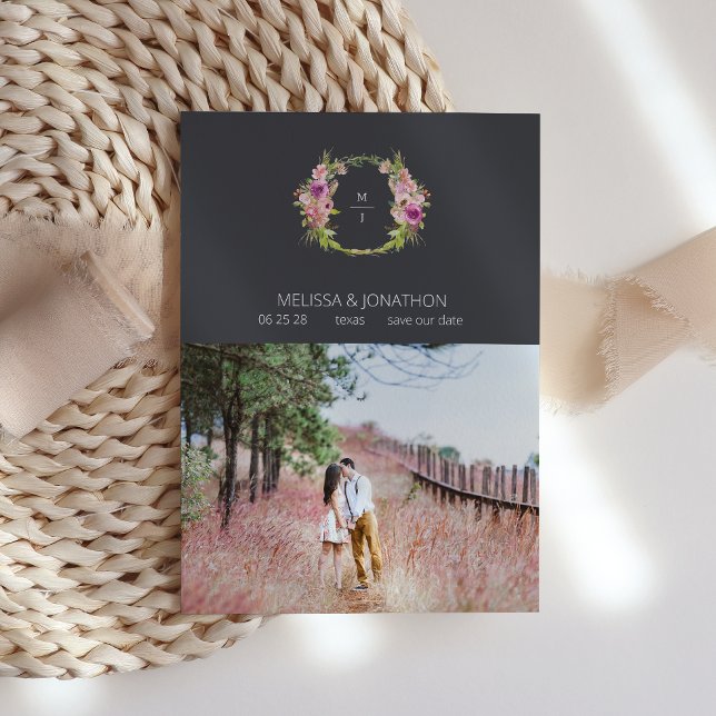 Save The Date Image de fiançailles florale rose poussiéreux viol (Créateur téléchargé)