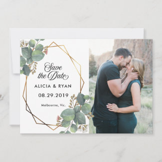 Save The Date Image unique photo eucalyptus cadre géo enregistre