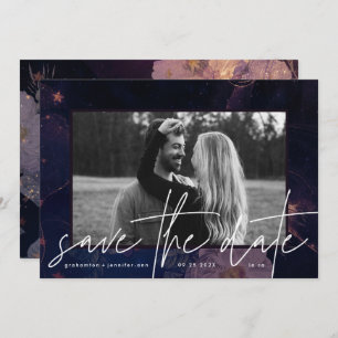 Save The Date Imaginaire Floral Boho moderne foncé automne viole