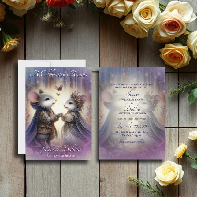 Save The Date Imaginaire médiéval Fairytale Mouse Couple Mariage (Créateur téléchargé)