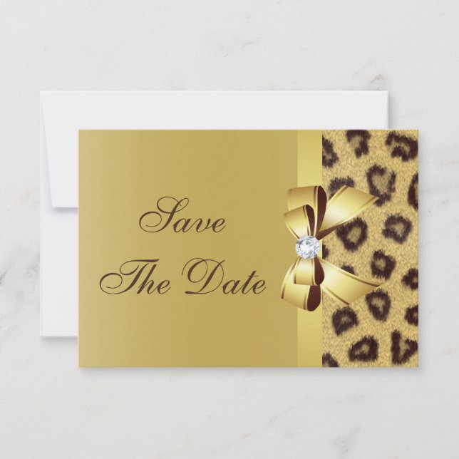Save The Date Imprimé Arc, Diamant & Imprimé Léopard Enregistrez (Devant)