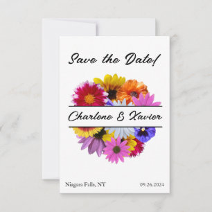 Save The Date In Bloom Wedding - Fleurs rondes divisées