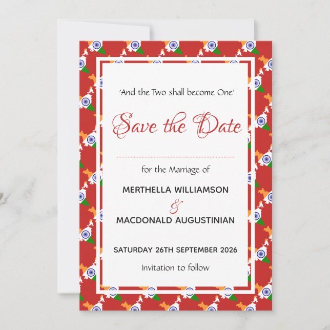 Save The Date INDE Mariage spécial célébration patriotique ROUGE (Devant)