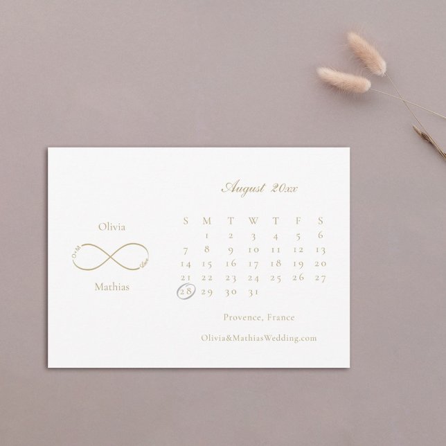 Save The Date Infinity Love Monogramme Calendrier Blanc Blush (Créateur téléchargé)