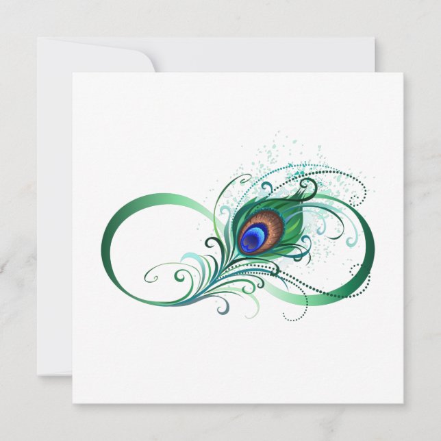 Save The Date Infinity Symbol with Peacock Feather (Devant)