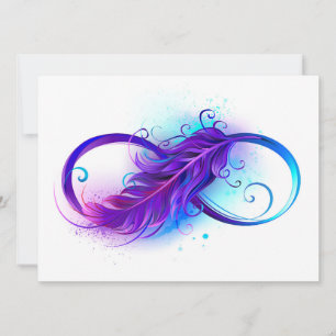 Save The Date Infinity with purple feather