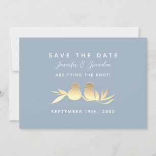 Save The Date Inséparables bleu poussiéreux or