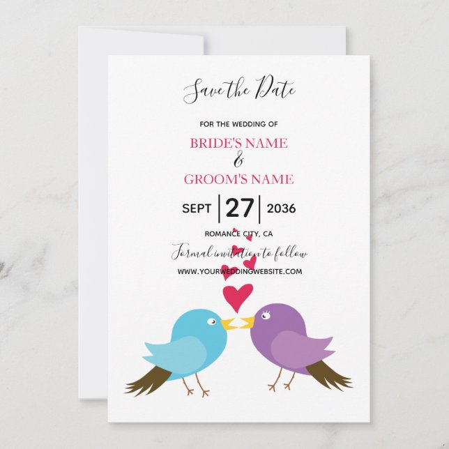 Save The Date Inséparables & Coeurs Mariage Enregistrer La Date (Devant)
