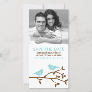 Save The Date Inséparables en bleu monogramme Enregistrer la dat