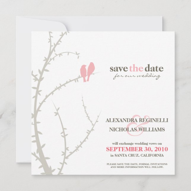 Save The Date Inséparables Enregistrer la date Annonce (rose) (Devant)