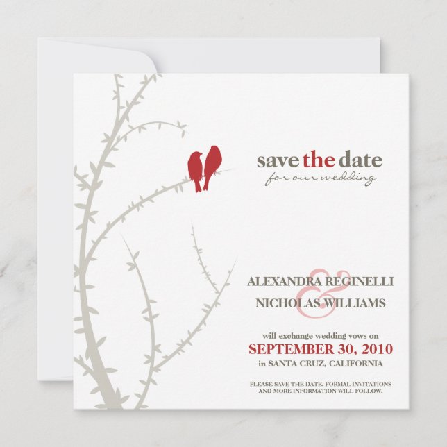 Save The Date Inséparables Enregistrer la date de l'annonce (rou (Devant)