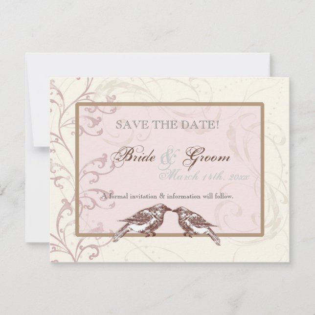 Save The Date Inséparables 'n dentelle - Rose Enregistrer la car (Devant)