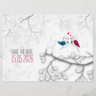 Save The Date Inséparables sur le blanc magique - Mariage Enregi