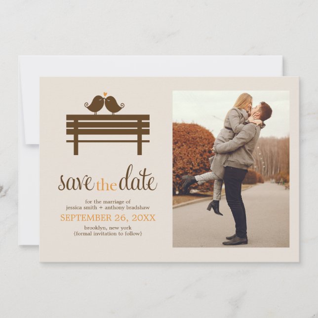 Save The Date Inséparables sur le Mariage Park Bench (Devant)