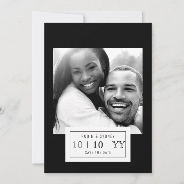 Save The Date Insigne photo | Enregistrer la date | plat | Noir (Devant)