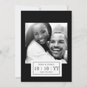 Save The Date Insigne photo Enregistrer la date plat Noir