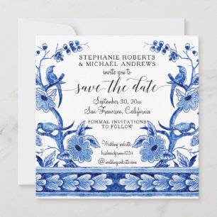 Save The Date Inspiration asiatique de la chinoiserie bleu marin