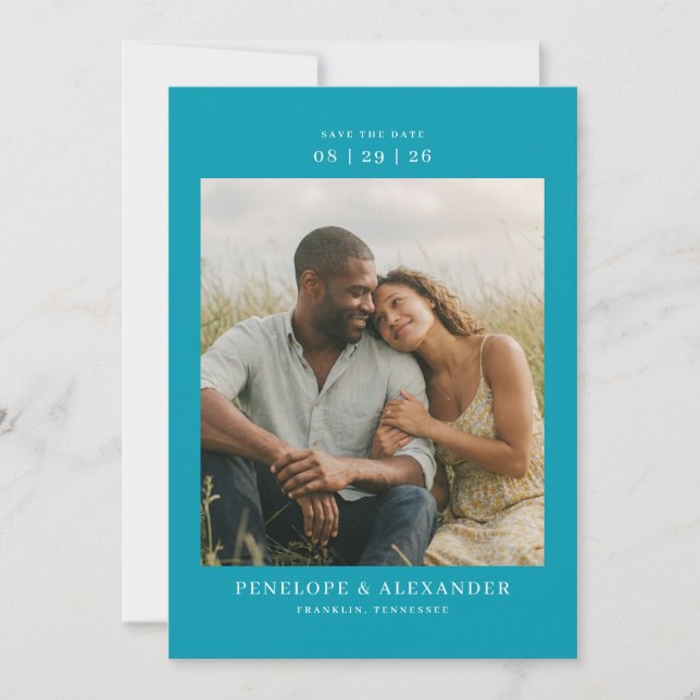 Save The Date Intimate Teal Modern Photo (Devant)