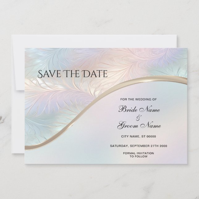 Save The Date Iridescente Abstraite Moderne Enregistrer La Date (Devant)